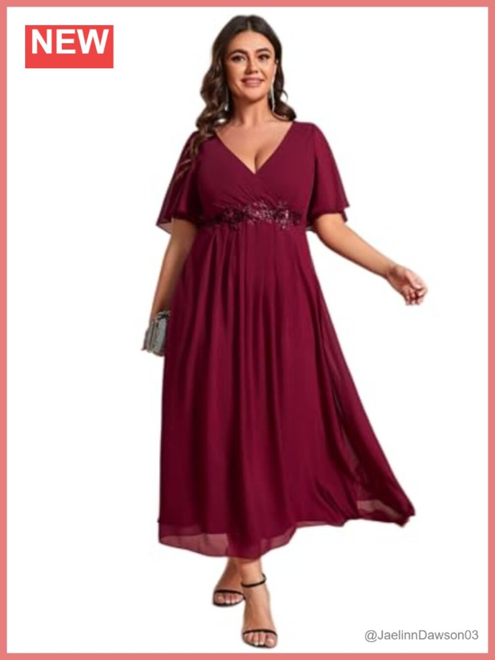 Plus Size V-Neck Chiffon Maxi Formal Dress Applique A-Line